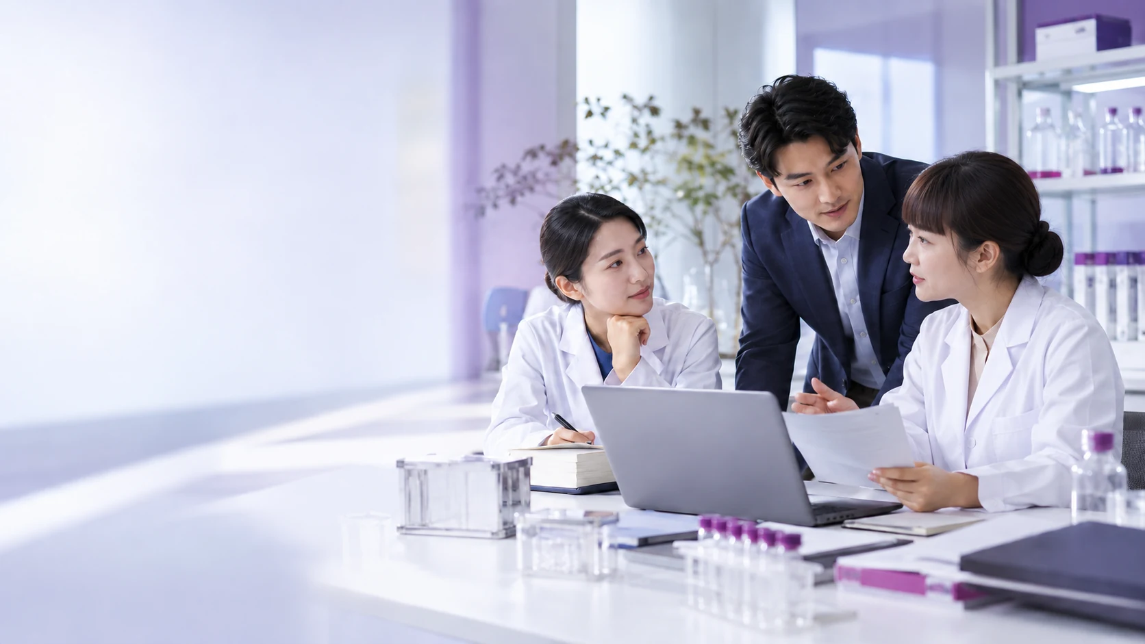 East asian international business team discussion — project illustration