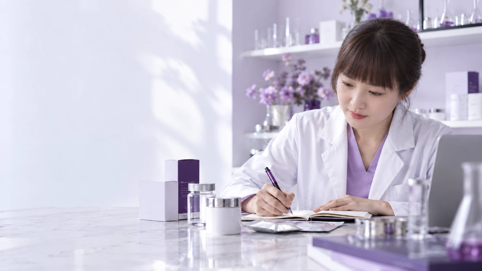 Project brief writing scene with prototype packaging — project illustration