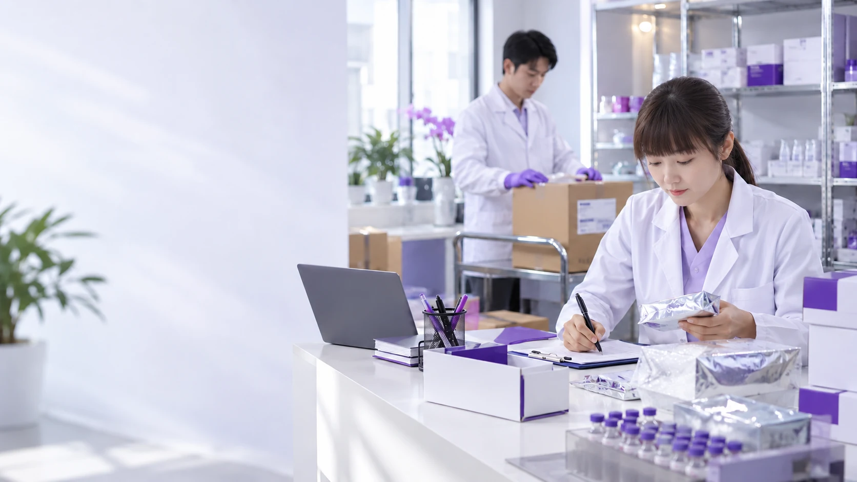 Sample shipment coordination desk — project illustration
