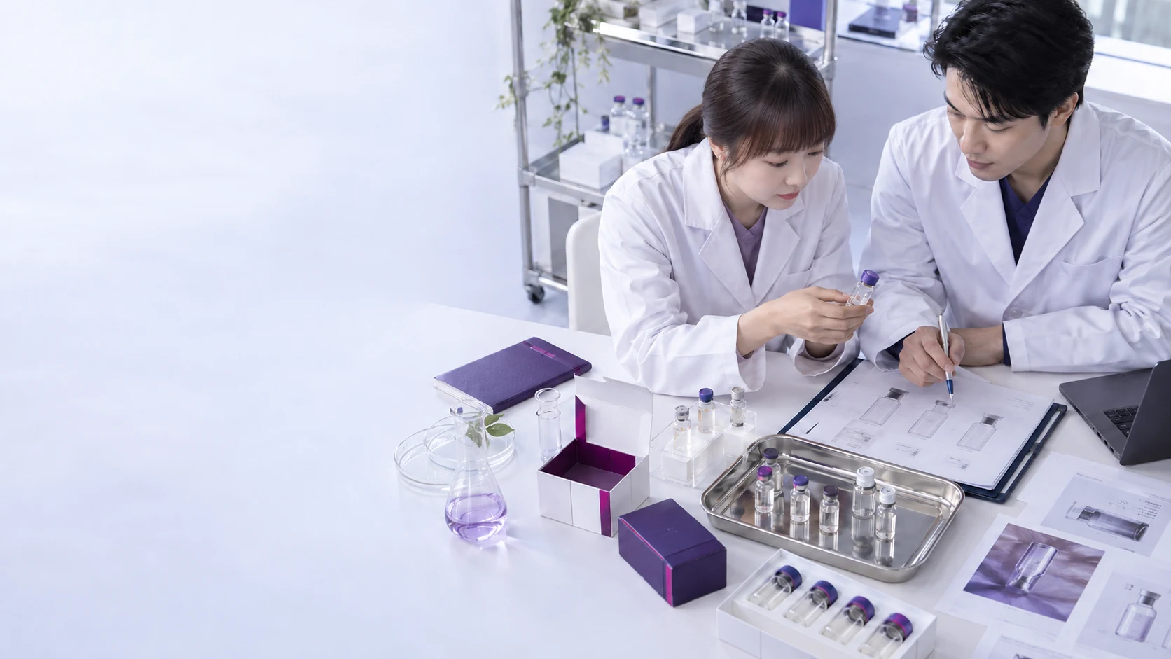 Specification review with vial prototypes — project illustration