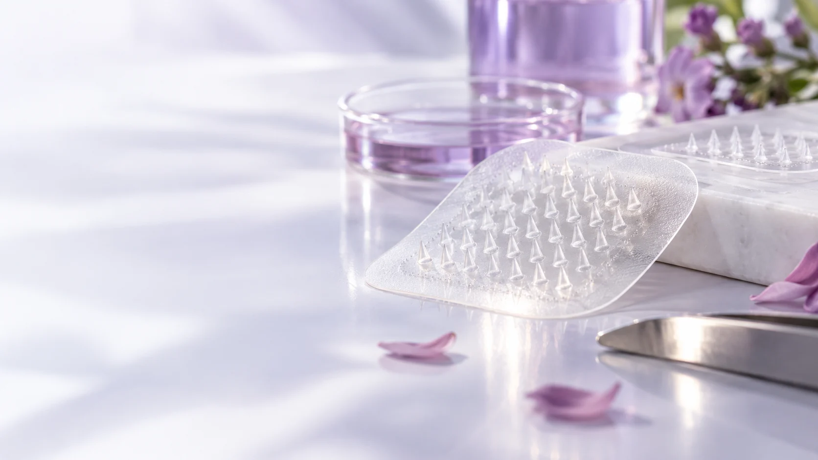 Macro view of polymer microneedle tips — project illustration