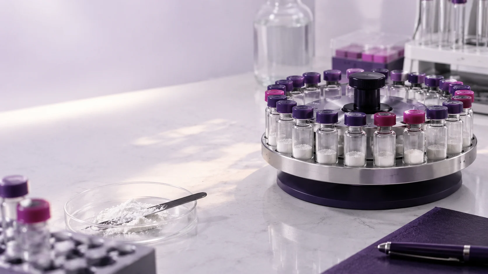 A carousel of laboratory sample tubes — project illustration
