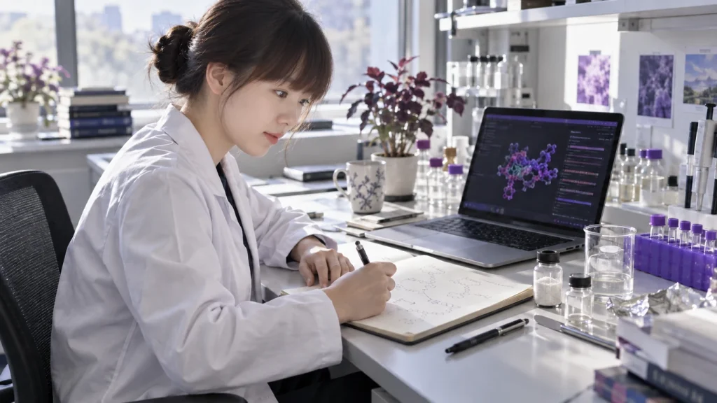 Planning a custom peptide synthesis brief — editorial illustration